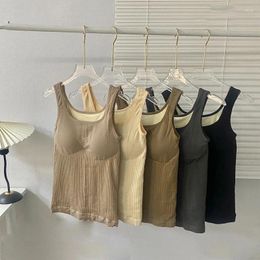 Camisoles & Tanks Warm Fleecing Close-fitting Waistcoat Winter Female Thick Solid Coloured Suspender Fashion Base Shirt With Bra Pad