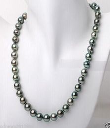 Fast Real Fine Pearls Jewelry 1820inch 910mm Tahitian genuine black peacock blue green pearl necklace 14k clasp5046398