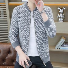 Men's Sweaters 2024 Spring Autumn Casual Trend Patchwork Knitted Cardigan Coat Fashion Male Clothes Long Sleeve Zipper Jackets