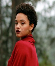 Human Hair Wigs For Black Women Peruvian Short Afro Kinky Curly Machine made Lace Front Wigs With Baby Bangs5801459