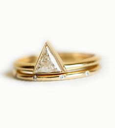 Cluster Rings Two Sets Of Gold Ring And Finger Accessories For Korean Women Chaozhou Couples Creative Triangle Lady Love4079557