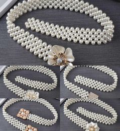 string versatile pearl drs elastic Imitation bead piece waist chain flower women039s belt decoration7420321