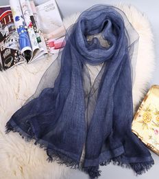 195cm70cm gradient solid Colour 50 silk and 50 cotton scarf plain tie dyed beautiful girl long and soft girlfriend gift5381012