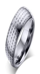 wedding ring Engraved Chinese Buddhist Character Tungsten carbide Ring for Men and woman Religions Lucky Jewelry1577073