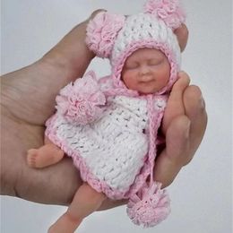 45 13cm Micro Preemie Full Body Silicone Bady Girl Doll Lifelike Mini Reborn Surprice Children AntiStress 240119