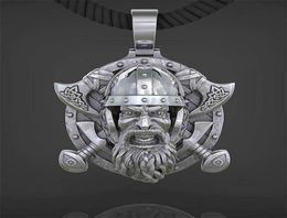 Nordic Jewellery Retro Men Viking Tomahawk Necklace Pendant 316L Stainless Steel Men039s Punk Skull Knight Jewelry2199135