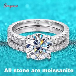 Smyoue 18k Plated 0642CT All Rings for Women Sparkly Luxury Wedding Diamond Band 925 Sterling Silver Jewelry GRA 240130