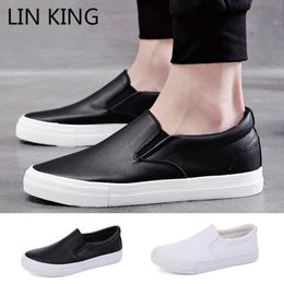 Classic Men Slip On Casual Leather Shoes Low Top Outdoor Flats Sneakers Comfortable Lazy Loafers Height Increase For Man 240202