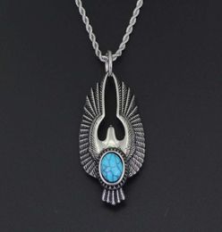 hip hop Eagle wings pendant necklaces for men Bohemia Turquoise animal luxury necklace Stainless steel Cuban chains fashion jewelr1321087