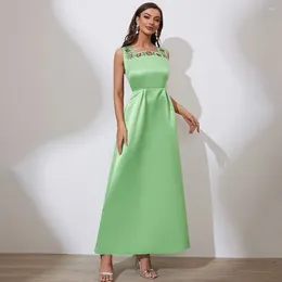 Casual Dresses Sexy Party Dress Sleeveless For Women Bare Shoulder A-line Fashion Square Neck High Waist Evening Summer