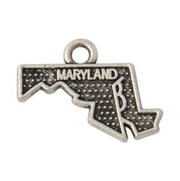 Whole Antique Silver Color Alloy Maryland American State Map Vintage Charms 50pcs 1518mm AAC5904535047