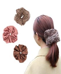3PCS Spring New Women Satin Hair Ties and Leopard Organza Oversized 18cm Hair Scrunchie Hair Gums Striped Fabric Rubber Bands 1 Se1699809