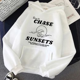 Autumnwinter Women's Hoodie Oversized Women's Top Y2K Style Sports Style Hoodie Printed Sunset Pattern 100 Cotton Wool Hoodie 240119