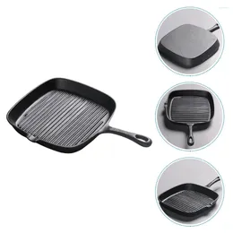 Pans Steak Skillet Uncoated Pan Non-stick Iron Square Cast Pot Griddle Stripe Frying Steak-Frying