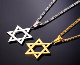 Collare Magen Star Of David Pendant Israel Chain Necklace Women Stainless Steel Judaica Gold Black Colour Jewish Men Jewellery P813272956494