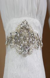 Handmade Pearl Rhinestone Crystal Dress Belt for Wedding Luxury Satin Bridal Waist Sash Wedding Dress Belt Wedding Accessories9038383