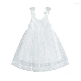 Girl Dresses Toddler Summer Sweet Dress Dot Print Sleeveless Scoop Neck Tulle Patchwork A-Line Cute Kawaii Daily