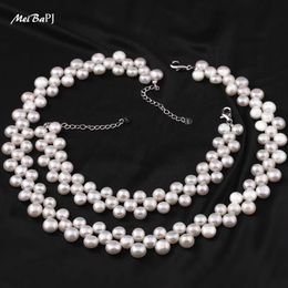 MeiBaPJ Baroque Freshwater Pearl Jewelry Necklace And Bracelet Set Irregular Fashion Jewelry Set Bohemia Style Sets TZ008 240119