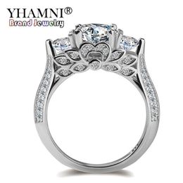 YHAMNI Original Creative Women Ring Natural 925 Sterling Silver Rings Set Cubic Zirconia Diamond Fine Jewellery Rings for Women XR06232x