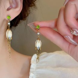 Dangle Earrings Vintage Classic Fashion Baroque Pearl Zircon Heart Ear Pendant Medieval Court Style Light Luxury Small