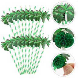 Disposable Cups Straws 50 Pcs Coconut Paper Decor Holiday Cocktail Ornaments Party Travel