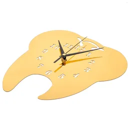 Wall Clocks Tooth-shaped Mirror Clock Modern Dental Clinic Silent Decorative Acrylic For Home Bedroom Hanging Office Vintage