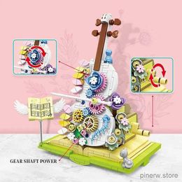 Blocks 410PCS Dream Violin Assembling Building Blocks Set DIY Small Particles Puzzle Musical Instrument Decoration Toy Birthday Gift