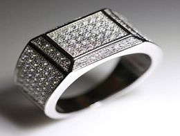 luxury 18k white gold filled mens ring ice out clear zircon inlaid gf jewelry52839065756692