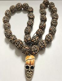 YQTDMY Exaggerated Exaggerated Beads Skull Necklace Biker Punk Vintage Jewelry Color Gift 30 skull beads 1 skull head7826670