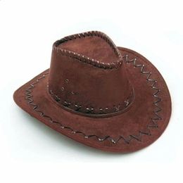 Cowboy Hat Suede Look Wild West Fancy Dress Men Ladies Cowgirl Unisex Hat wholesale Drop 240119