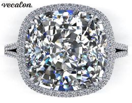 silver Big Promise Ring 925 sterling Vecalon 2019 Cushion cut 8ct Diamond Cz Engagement Wedding band rings for women Men Jewelry5174608