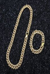 Hip Hop Men Bling Iced Out Link Chain Jewellery 18inch 20inch 24inch Rhinestone Fashion 14k Gold Silver Miami Cuban Chains Necklaces1384214