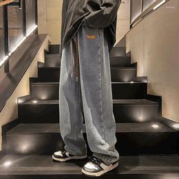 Men's Jeans Trousers Light Blue Wide Leg Man Cowboy Pants Straight Harajuku Autumn Clothing Denim Kpop In Soft Spring Loose