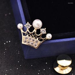 Brooches Minimalist Mini CZ Crown Shirt Suit Collar Lapel Pin Brooch Jewelry Accessories Copper Medal Custom 2colors Optinoal