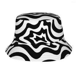 Berets Black And White Drip Trip Bucket Hat Panama For Man Woman Bob Hats Outdoor Hip Hop Fisherman Summer Fishing Unisex Caps