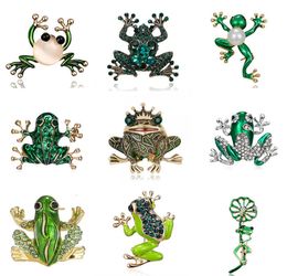 Animal 9 Styles Green Enamel Brooch Vintage Crystal Brooches Badge Pop Culture Lapel pin Frog Jewelry gift for Friends4144049