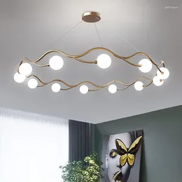 Chandeliers Nordic Round Chandelier Wave Shape Modern Minimalist Decor Lighting Living Room Bedroom Gold LAMP