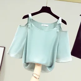 Women's Blouses Summer Short-sleeved Sling Ruffled Chiffon Shirt Lace-up Sexy Simple Fashion Loose Blouse Women