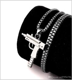 Men Charm Chain Necklace Hip Hop Jewellery Pistol Pendant Gold Silver Filled Design Punk Fashion Filling Pieces Male Necklaces5687615