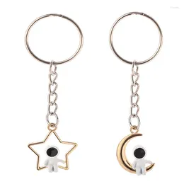 Keychains 2pcs/set Cute Couple Moon Star Astronaut Creative Design Keychain Gifts Key Ring Novelty Gift For Car Keys Women Men