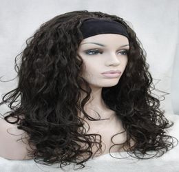 Hivision New charming healthy fashion Dark Chocolate wavy Curly 34 wig with headband synthetic women039s half wig6491069