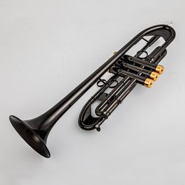 Hot Sell Bac h TR 750 Bb Small Trumpet Black nickel gold Key Professional Music Instruments with case Free Shipping