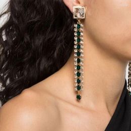 Dangle Earrings Fashionable Tassel Elegant And Minimalist Jewelry Square Rhinestone Design Sense