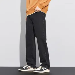 Men's Jeans Sulee High Street Streetwear Baggy Korean Fashion Loose Straight Wide Leg Pants Male Black Grey Blue
