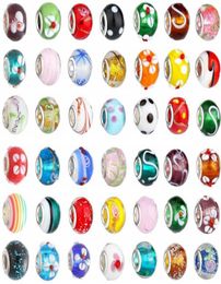 100pcsLot Mix Colour Big Hole Glass crystal beads charm Loose Spacer craft European beaded For bracelet Necklace Jewellery Findings 65996001