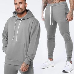 Men's Tracksuits Oversized Pullover Hoodie Gym Sports Fitness Training Clothes Printed Coat Fashion Casual Sweatshirts Sweatpants Sets