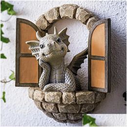 Garden Decorations Dragon Statues 10Cm Outdoor Spring For Patio Yard Lawn Porch Ornament Adorable Baby Resin Figurinesgarden Drop Del Dhxvq