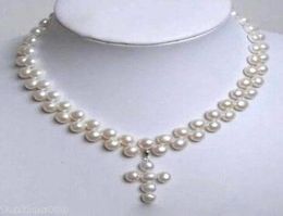 choker Gift Genuine White Flat Pearl Pendant Necklace Genuine Natural freshwater 925 silver3243307