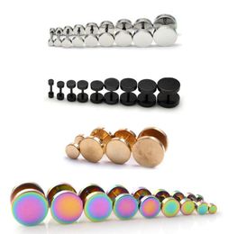 Alisouy 1 piece Black Stainless Steel Fake Cheater Ear Plugs Gauge Body Jewelry Pierceing Earring For Men9079384