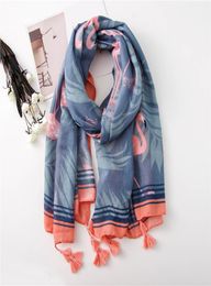 new fashion cotton flamingo print tassel scarf women animal print wrap shawls scarf hijab whole 10pcs lot 1753077